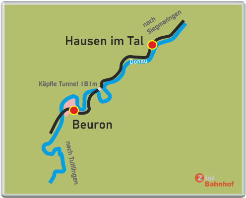 Beuron Hausen im Tal Käpfle Tunnel 181m nach Tuttlingen nach  Siegmaringen Donau